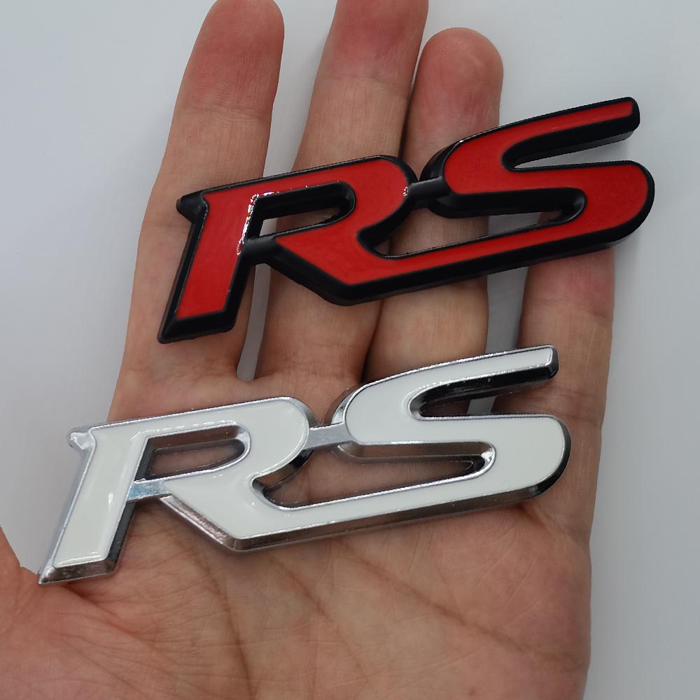 3D Metal Logo RS Emblem Letters Car Front Grille Badge Rear Trunk Sticker For Honda Civic City Fit Shuttle Jazz Car Acceessories