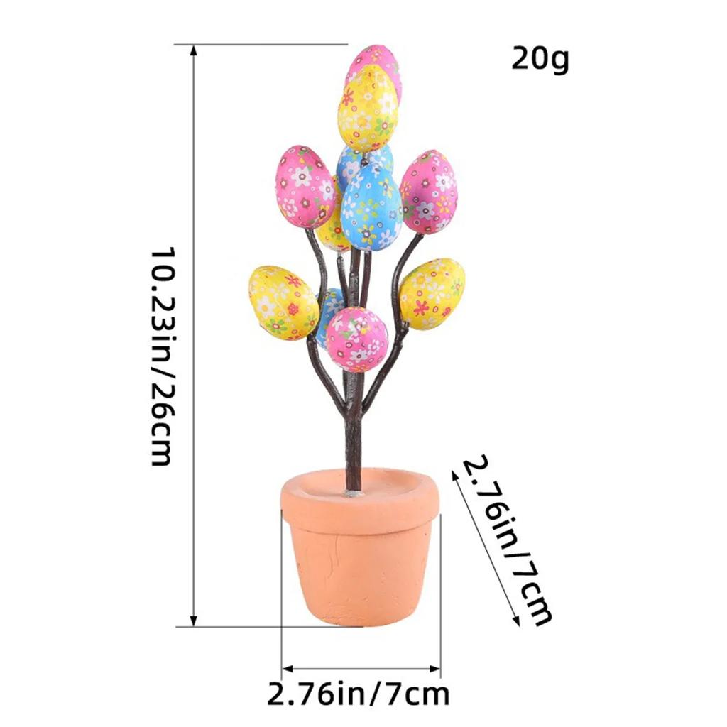 Easter Simulation Egg Potted Flower Tree Cartoon Printed Eggs Easter Desktop Decorative Ornaments Home Decor