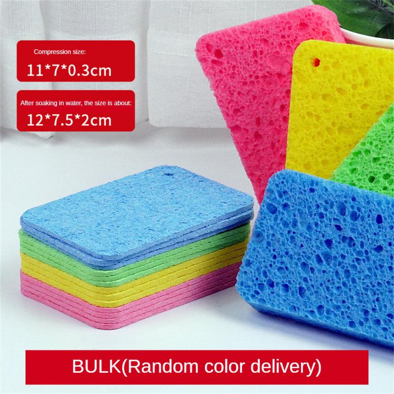 Compressed Cellulose Sponges Non-Scratch Natural Dish Sponge, Dual-Sided Cellulose Dishwashing Wipe For Kitchen Bathroom Cars