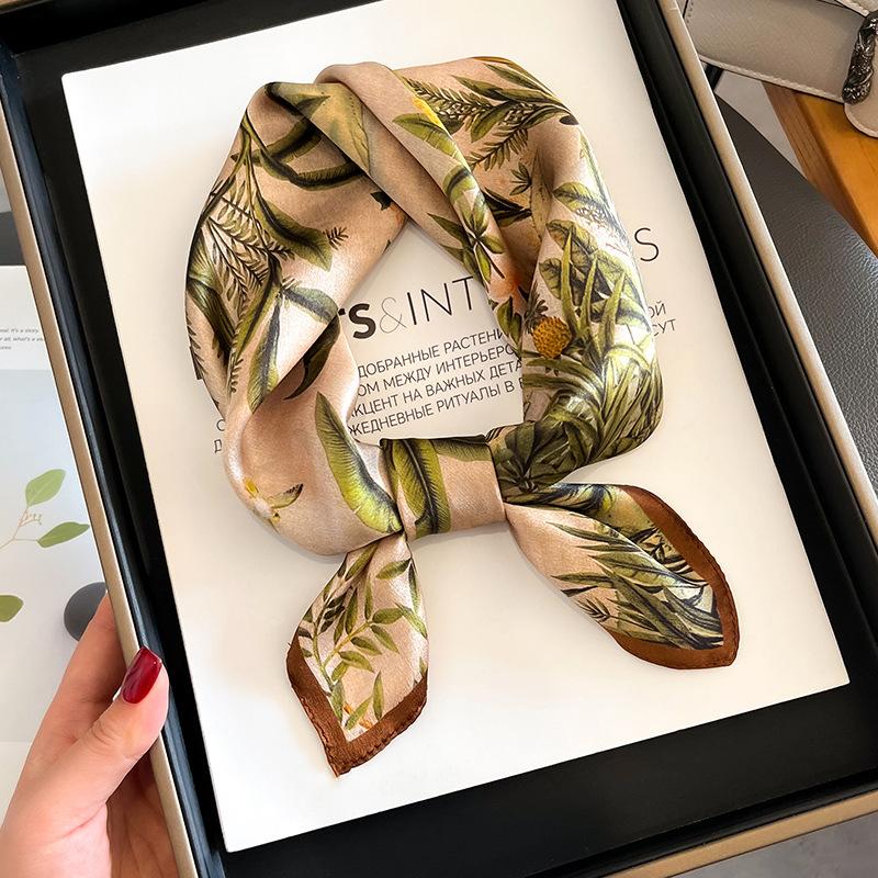 New 100% Natural Real Silk Women Scarf Printed Scarfs Bandana Women Square Scarves Hijab Shawls Warp Neckerchief Female Foulard