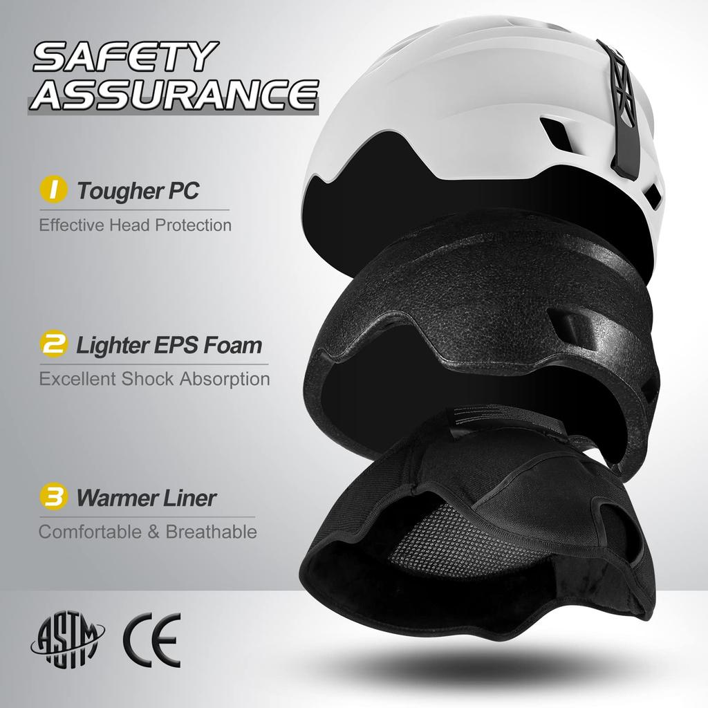 Комплект лыжного шлема Odoland со сноубордическими очками с регулировкой размера, двойной сферической линзой, защитой от ударов и ультрафиолета, и размером L, очки, шлем, регулировка, совместимый, линза,