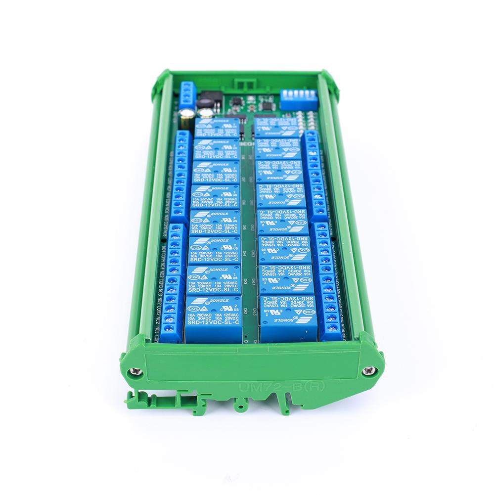 16 Channel DC 12V RS485 Relay Board RS485 Relay Module Switch Module for PLC PTZ Camera Motor LED