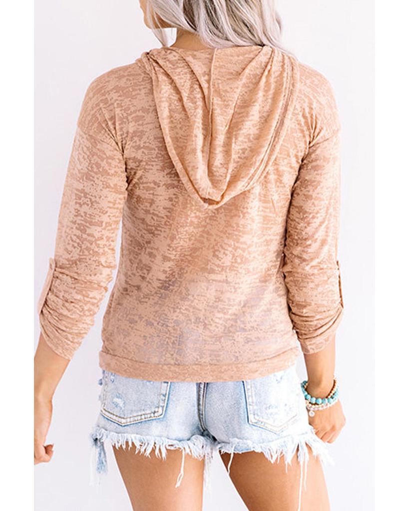 Azura Exchange Khaki Drawstring Hoodie with Kangaroo Pocket