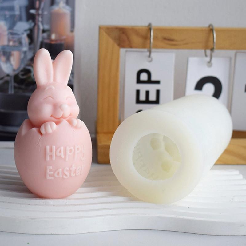 3D свеча-яйцо с кроликом, силиконовая форма, форма для литья из смолы на Пасху, для изготовления свечей своими руками, поделок из глины, гипса, домашнего декора
