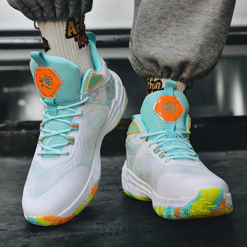 Spring Men'S Shoes New Net Surface Breathable Basketball Sports Shoes Sports Cushioning Leisure Running Shoes