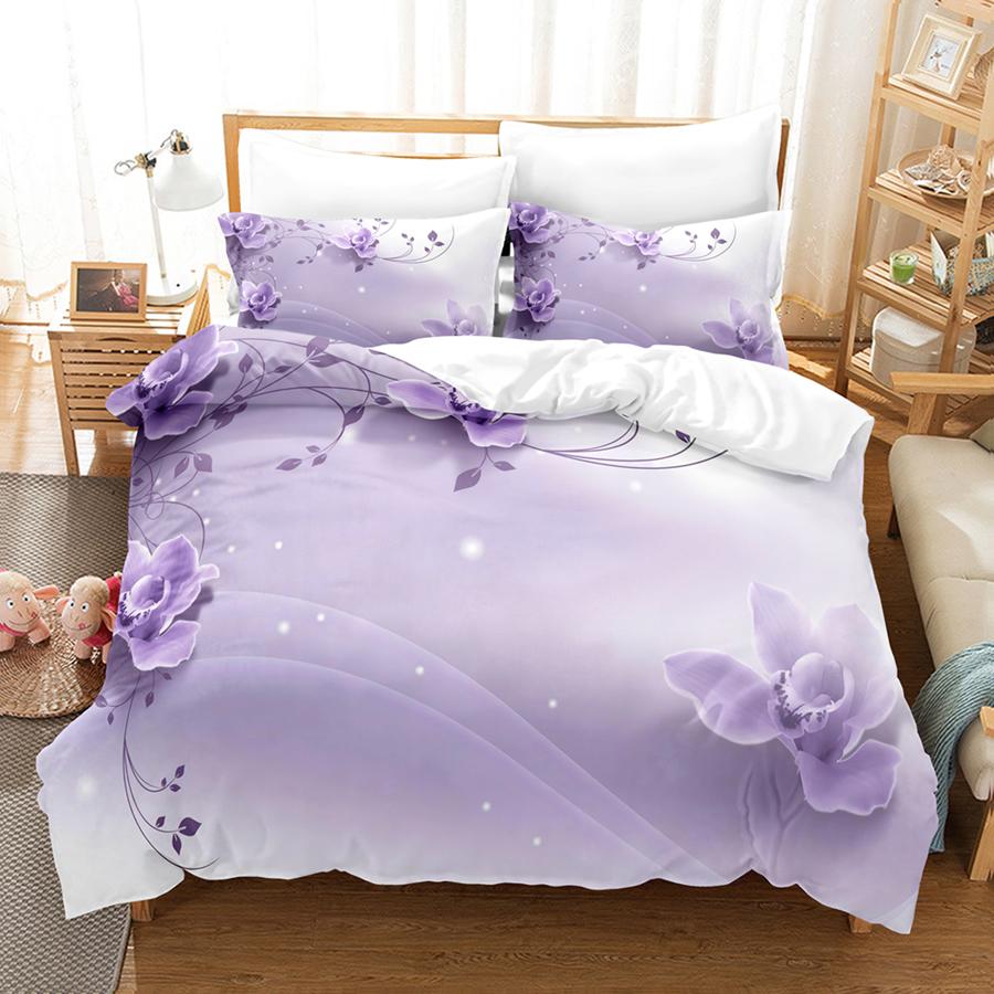 Пододеяльник с синим цветком размера Queen с наволочкой на молнии 3D комплект постельного белья с цветочным рисунком 3 шт. 2 шт. Полный комплект постельного белья King Twin Single Double Bed Thin