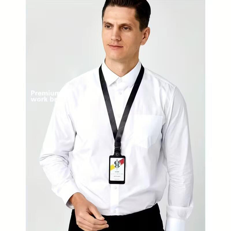 Professional ID Badge Holder with Retractable Reel Clear Card Case and Neck Lanyard for Office Security Workplace