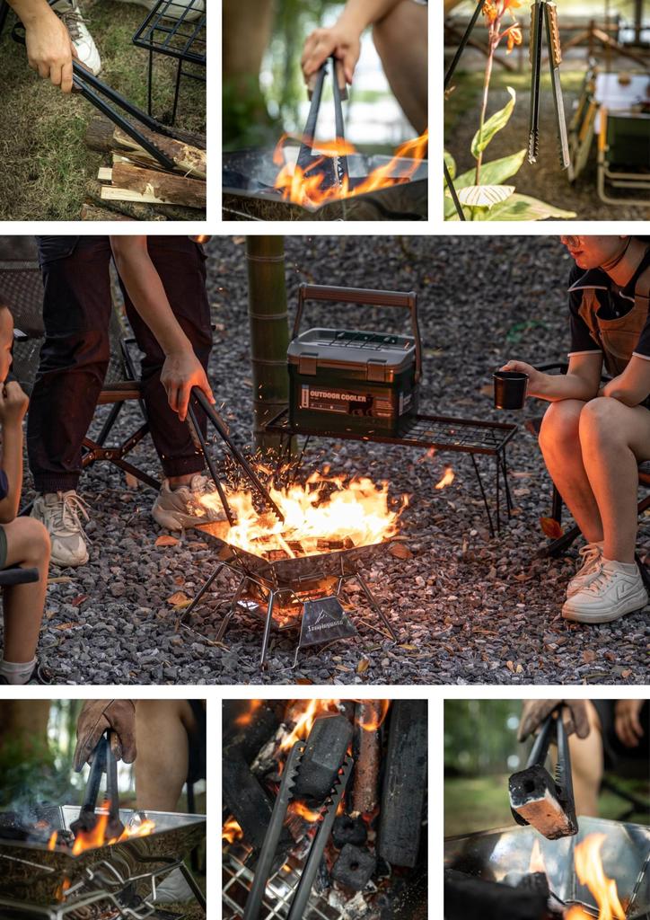 CAMPING MOON BKMS-41 Щипцы для костра из нержавеющей стали с черным механизмом, для костров