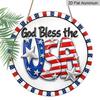 2D Flat, A Round Sign Featuring a Vintage Plaque with The Phrase 'God Bless The USA', Perfect for Patriotic Decor in Living Rooms, Bedrooms