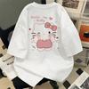 Футболка Hello Kitty с коротким рукавом из мягкого хлопка, повседневная, с круглым вырезом, милый мультяшный принт, легкий летний топ для женщин, для повседневной носки
