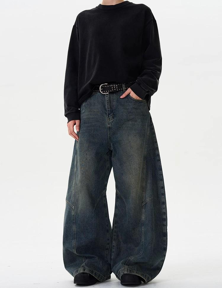 Американские Ретро Вываренные Потертые Джинсы Широкие Штанины - Унисекс Повседневный Тренд