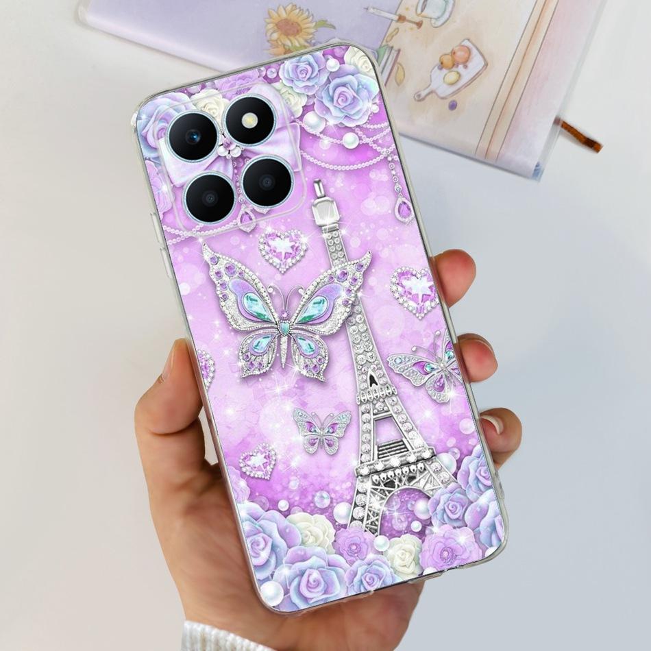 For Honor X6a Phone Case HonorX6a X 6A 4G WDY-LX1 Cute Butterfly Flower Painted Soft Silicone TPU Back Cover Bumper