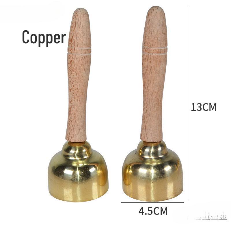 Jingle Bells Musical Instrument for First-Grade Music Class - Wooden Handle & Red Rope Copper-Plated Bell