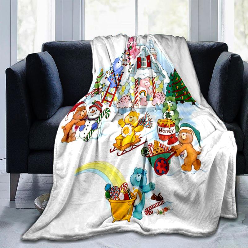 1Pc Christmas Care Bears Scene Blanket Soft And Comfortable Casual Warm Camping Travel Christmas Halloween Gift M921115