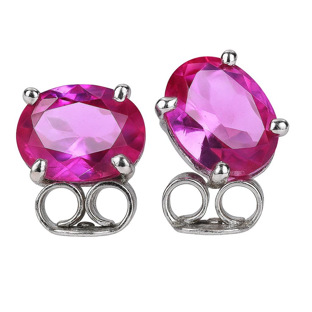 Natural 15.33 Ct Loose Gemstone 925 Sterling Silver Pink Ruby Earrings