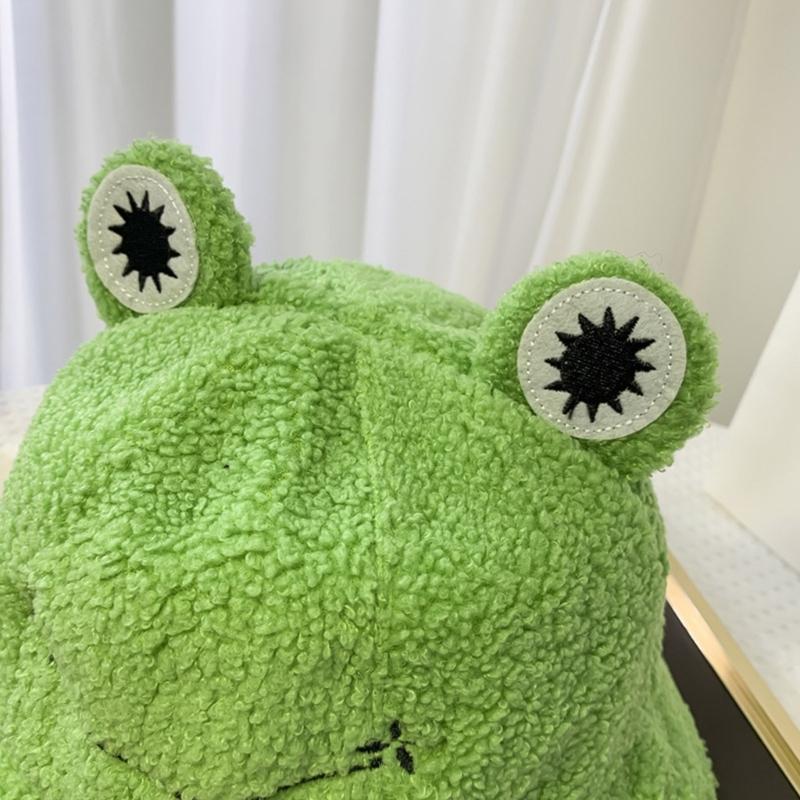 Зимняя панама из полиэстера с плюшем, рыбацкие шапки для женщин и мужчин, согревающие, милые мультяшные в стиле лягушки, модные аксессуары