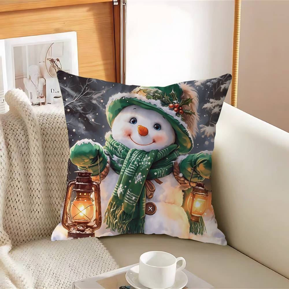 Christmas Snow-manS Cushion Cover Pillowcase Upholstery Sofa Throw Pillow Home Decor Pillowcas