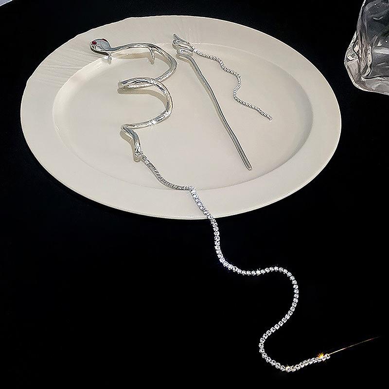 Винтажная заколка для волос в форме змеи с бриллиантами, диском, палочкой для волос, палочками для женщин, панк-ювелирными изделиями, аксессуарами, подарок