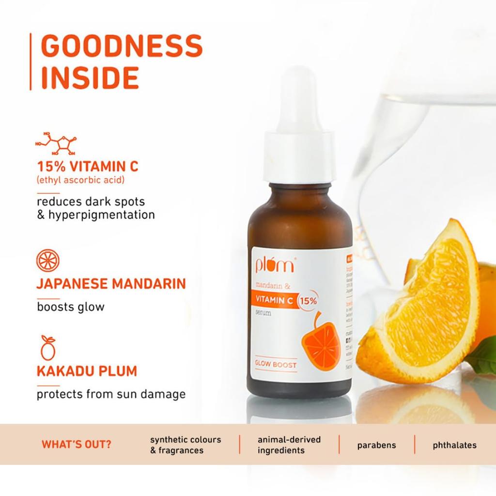 Plum 15% Vitamin C Serum for Glowing Skin | Face Serum for Oily, Dry & Combination Skin | 30ml