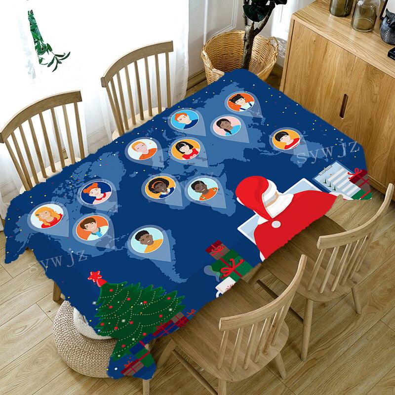 Рождественские скатерти с узором Санта-подарок, прямоугольная скатерть, противообрастающая скатерть, аксессуары для украшения камина