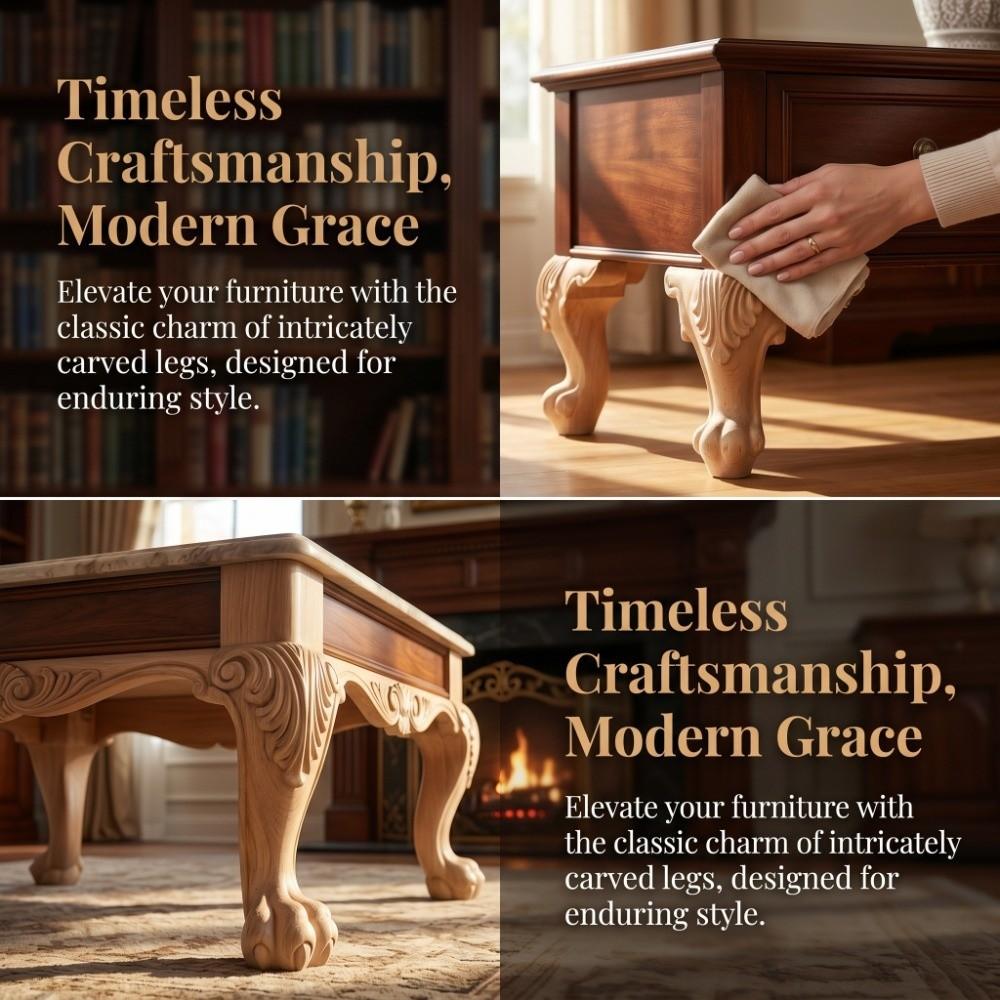 Durable Cabinet Legs Brown Sofa Replacement Legs Retro Carved Feet European Carved Legs Sofa