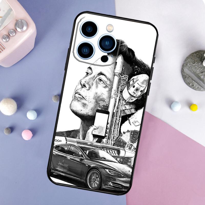 Чехол Elon Musk для iPhone 16 15 11 12 13 14 Pro MAX X XS Max XR Plus 13 Mini