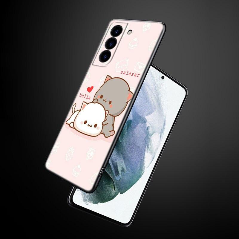 Чехол для телефона с забавным мультяшным котом для Samsung Galaxy S22 Pro S21 S20 Ultra FE S10 Lite 5G S10E S9 S8 Plus, мягкий черный чехол из ТПУ