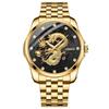 Dragon Stainless Steel Gold Analog Waterproof Quartz Fashion Watch In Gold Perfect Gift for Day Men's Watch Display, Calendar, Watch, - Birthdays,