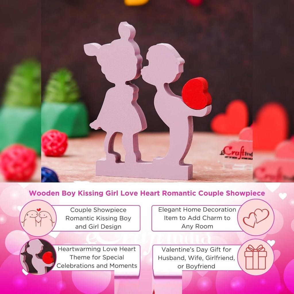Подарок на День святого Валентина для парня или девушки | Деревянный мальчик, целующий девушку, любовное сердце, романтическая пара, выставочный образец | Подарок на День святого Валентина