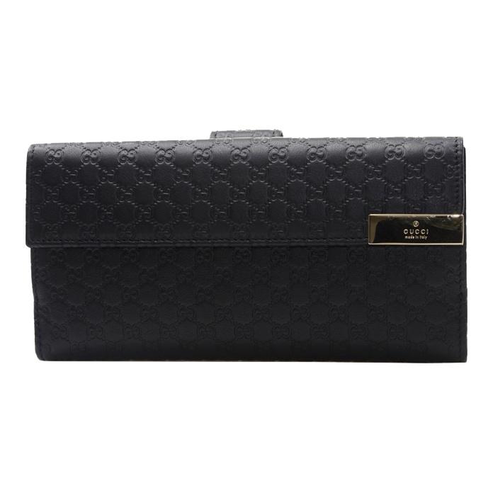 Gucci Длинный бифолд кошелек из тисненой кожи GG черного цвета для унисекс на каждый день