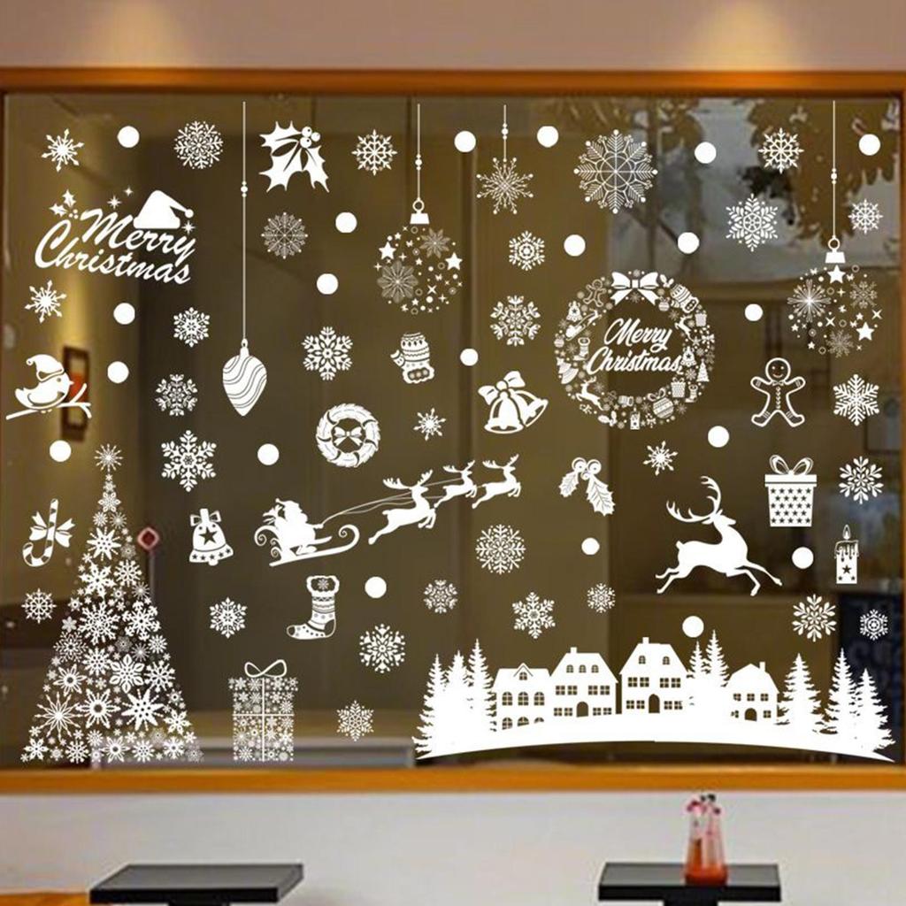 Christmas Window Stickers 9 Pieces Reusable Static Holiday Window Clings Christmas Decorations For Mirror Door Bathroom Bedroom