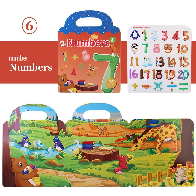 Washable Educational Sticker Book for Early Education: 10 Fun Themes for Toddlers and Kindergarten