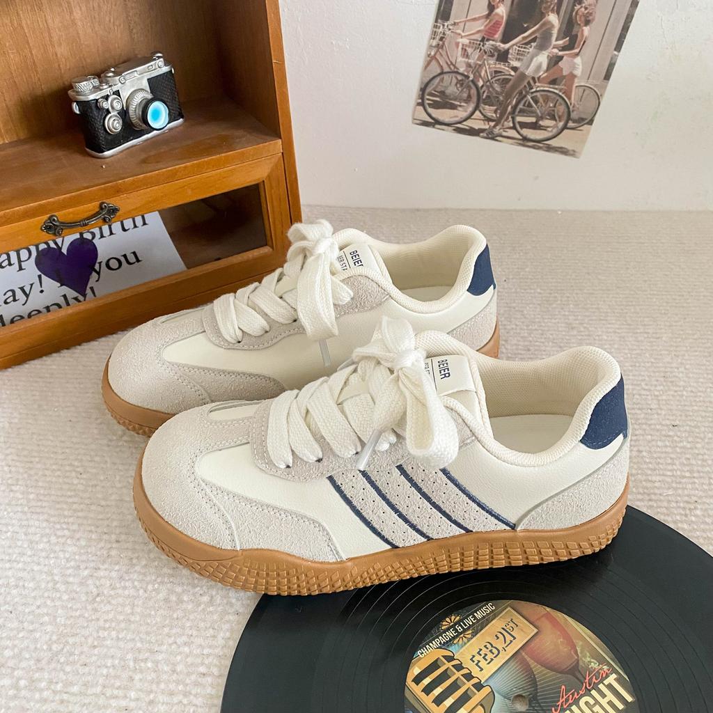 BE-6768 Mango head platform German training shoes women's 2024 new retro niche design board shoes white shoes