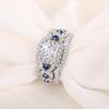 3Pcs/Set Sterling Rings Princess Cut Blue CZ Luxury Wedding Engagement Party Jewelry Set for Women Fashion Accessory