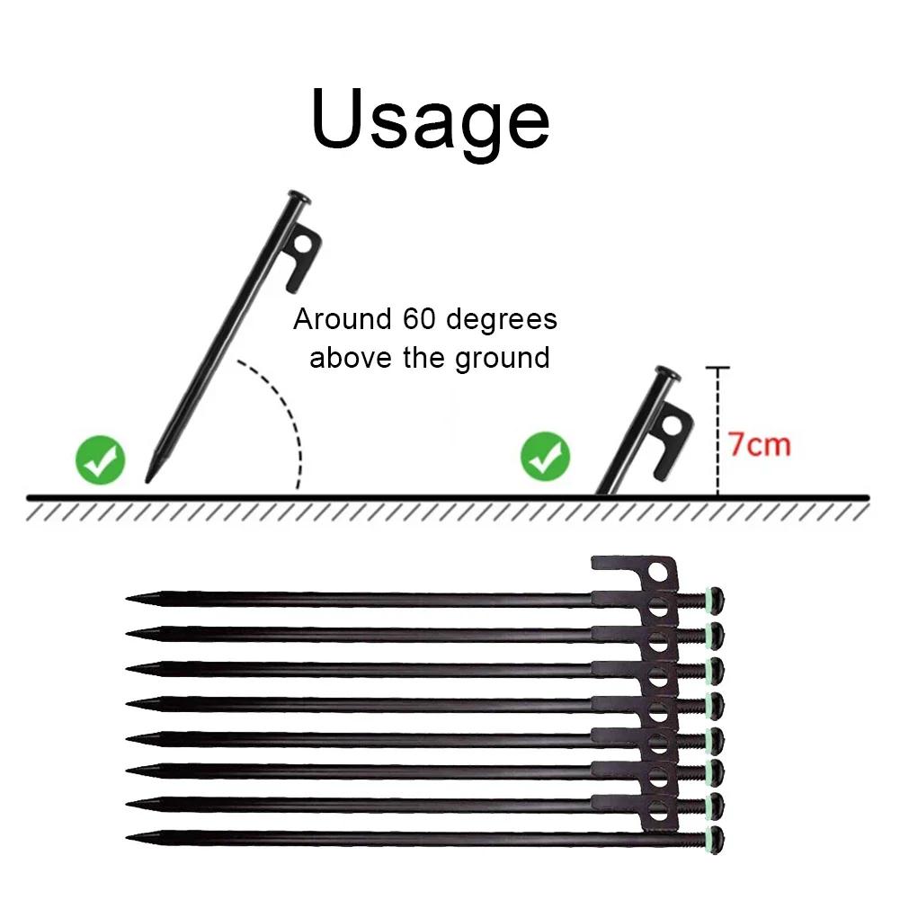 8pcs Camping Tent Legs and Hammer Set Tent Stakes Pegging Ground Nails 20/30/40cm Length Outdoor Camper Tourist Supplies