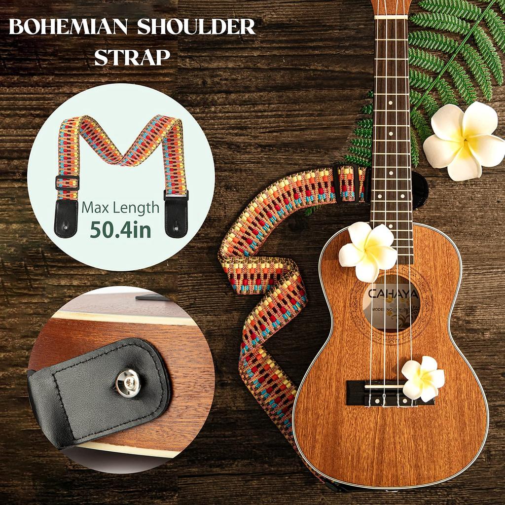 CAHAYA 23 Inch Ukulele Soprano Sapele Wood 3 Year Warranty Soprano Ukulele Ukulele Beginner 3 Piece Set of Accessories Strap x 1 Chord Chart x 1 Gig