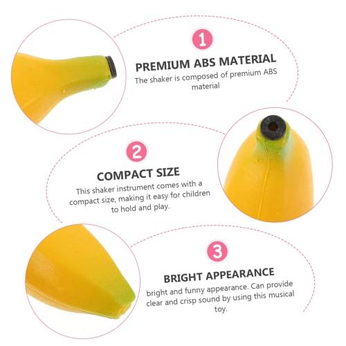 NUOLUX 5-Piece Simulation Banana Fruit Sandbox, Hand Percussion Instrument, Fake Fruit Bananas, Hand Percussion Fruit Shaker, Simulated Fruit Maracas,