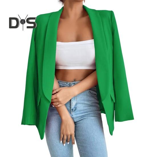 Женский костюм, пальто с лацканами, длинный рукав, открытая передняя расстегнутая планка, пиджак, однотонная свободная деловая верхняя одежда