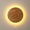 Solid Wood Stack Night Lamp for Bedroom Creative Studio LED Round Stairs Personality Solar Eclipse Kinkiet (Warm Light)