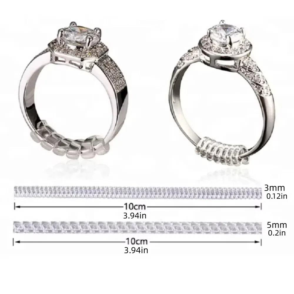 12Pcs Set Clear Ring Guard Tightener Spiral Base Ring Winding Wire Loose Ring Spacers Women