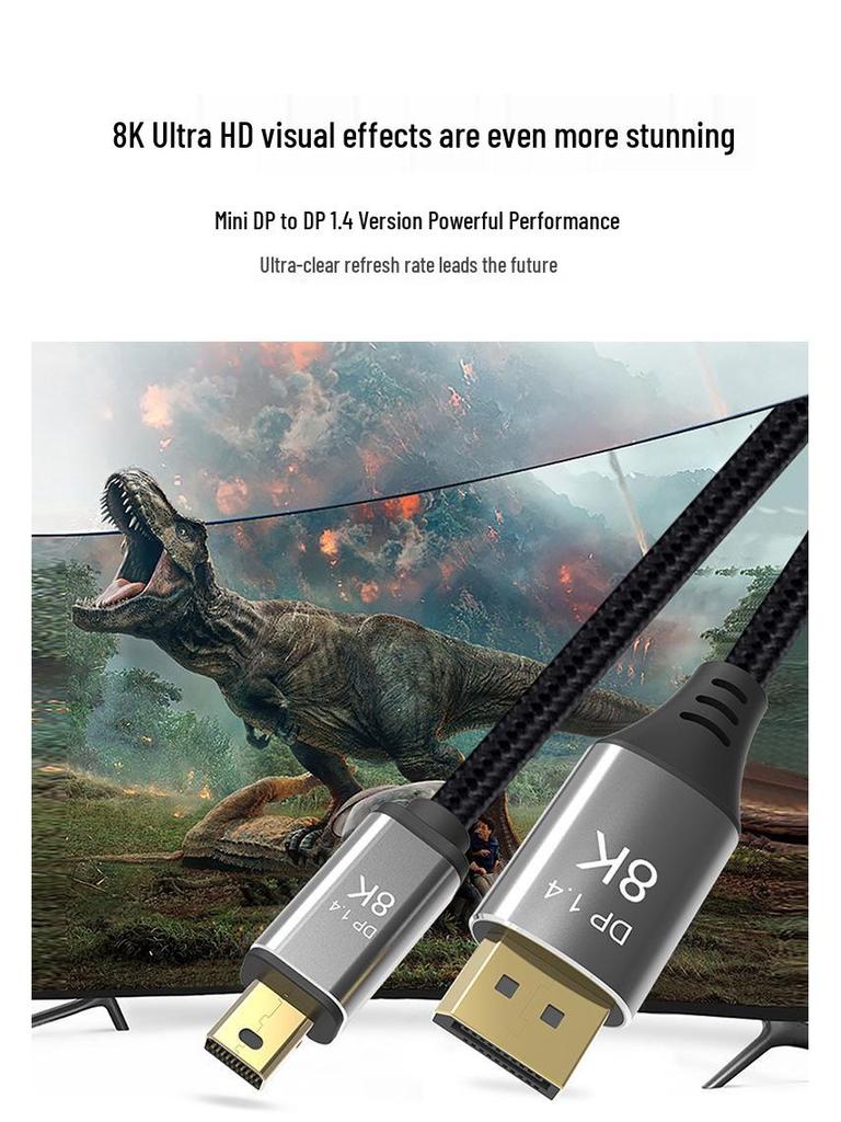 Mini DP to DP Bi-Directional 4K/144Hz Cable for Laptop/Monitor, 1.4 Version, Supports 16K Video