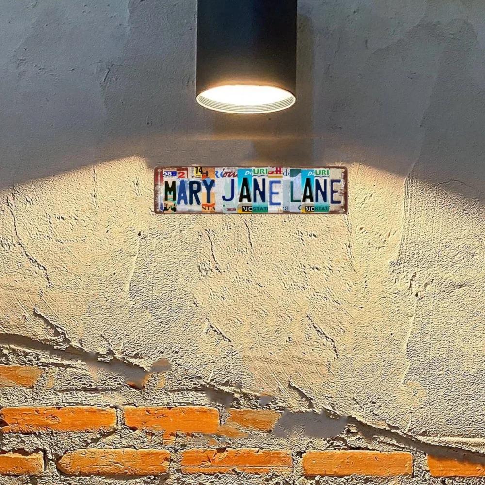 1pc, Mary Jane Lane Metal Tin Sign (15.75"x3.94"/40x10cm), Novelty Street Sign, Home Decor, Room Decor, Wall Decor