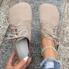 Plus-size Women's Shoes, Retro-style Flat Casual Women's Shoes, Low-top Front-laced Bean-shaped Shoes