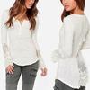 Elegant Lace Stitching Women's T-shirt Slim Fit Long Sleeve Cotton Top