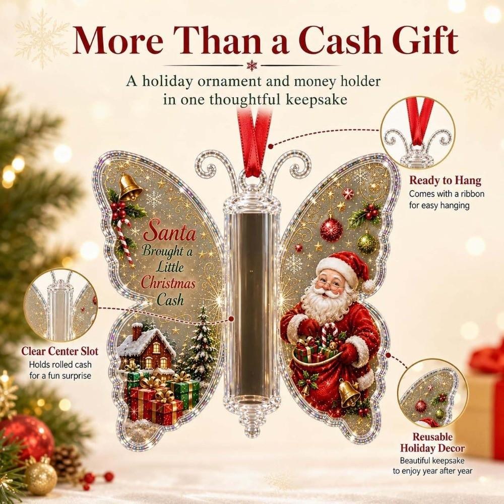 Lightweight Butterfly Christmas Ornament Transparent Cash Storage Pendant Holiday Party