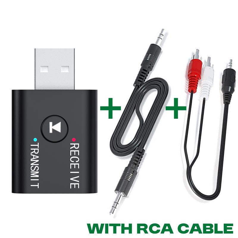 2 IN 1 Car Audio Transmitter Receiver 3.5mm AUX Jack RCA USB Dongle With MIC Music Wireless Adapter For Car/Wired Speaker/TV/PC
