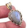 Natural Labradorite 925 Solid Sterling Silver Jewelry TwoTone Pendant 1.50" M5G06