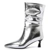 Fashion Luxury Ankle Boots For Women Sexy Pointed Toe High Heels Women's Short Boot Gold Silver Dance Party Shoes Lady Large Size 46