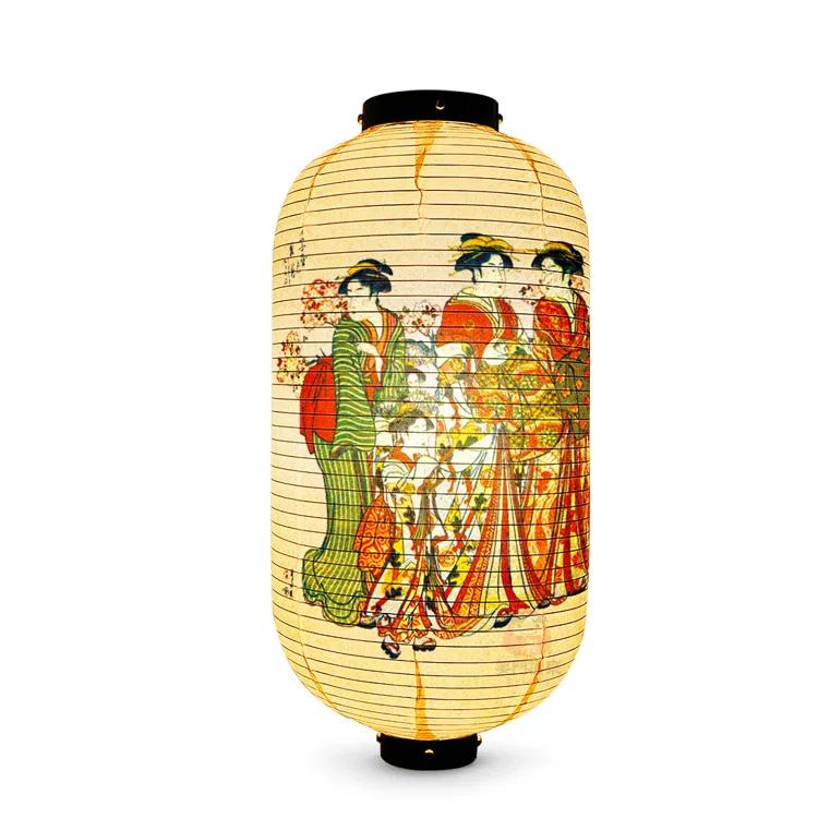 Japanese Style Geisha Pattern Lantern Waterproof Cloth Ukiyo-e Cuisine Restaurant Izakaya Decor Lantern Festival Party Decor