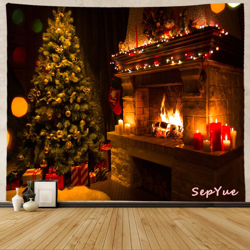 SepYue рождественские носки каминная елка праздничное украшение гобелен с принтом хиппи винтажный большой 3d тканевый настенный гобелен